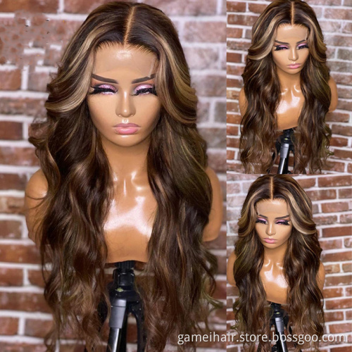 Highlight piano 4/27 body wave 30 inch lace closure wig Ombre 13*4 virgin transparent HD lace front human hair wigs